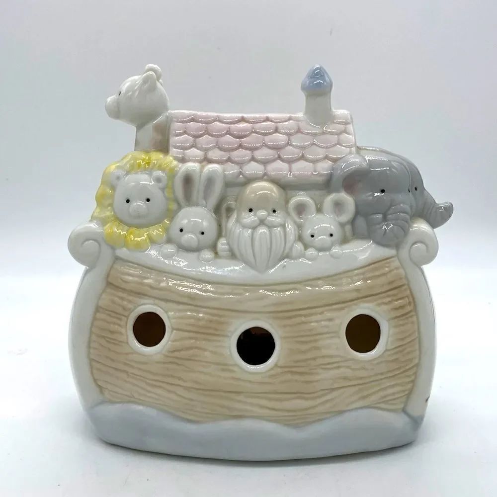 Vintage Enesco 1989 Noah’s Ark “Talk To The Animals” Ceramic Music Box